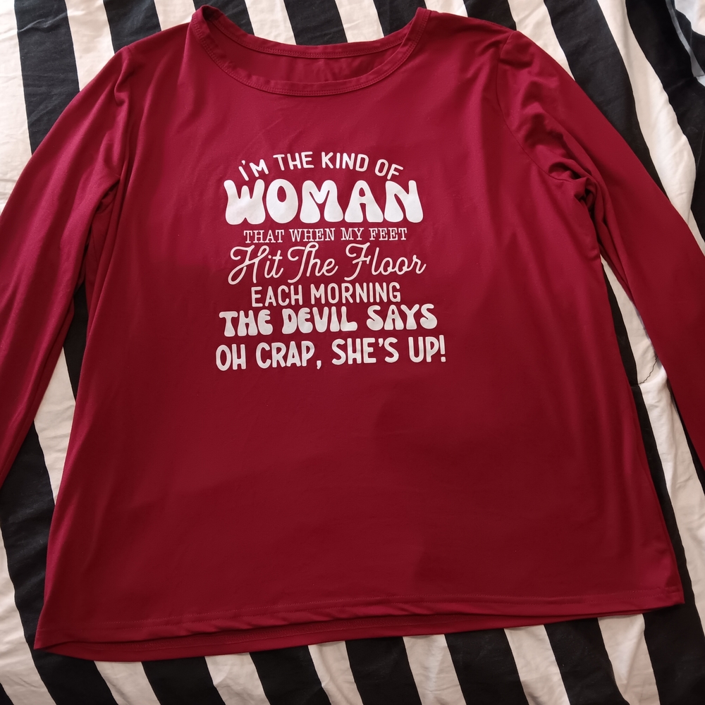 NEW Women's Red Christian Long Sleeve Top